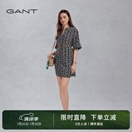 GANT/甘特2024年新款女士中長(zhǎng)款裙子休閑寬松字母印花五分袖連衣裙 433夜藍(lán)色 XS (32)