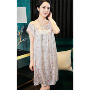 JTTCAC2025新款絲綢100%桑蠶絲印花真絲睡衣女夏季短袖睡裙家居寬松大碼 1809#粉色小花 均碼 （6A級桑蠶絲)