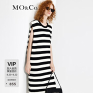 MO&Co.設(shè)計(jì)感直筒廓形黑白條紋連衣裙法式氣質(zhì)小眾設(shè)計(jì)感裙子摩安珂 黑白條色-第1批 XS 155
