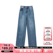 VEGA CHANG復古直筒牛仔褲女闊腿2025年秋冬新款寬松休閑高腰顯瘦百搭長褲子 牛仔藍 （長褲磨毛版） L