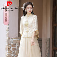 皮爾卡丹（pierre cardin）中式伴娘服2025新款春季中國風(fēng)仙氣質(zhì)顯瘦晚禮服宴會(huì )裙長(cháng)款禮服女 香檳色-喜字-B款 3XL 135-150斤