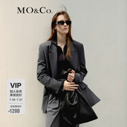 MO&Co.秋彈絲精紡墊肩開叉西裝外套MBD3BLA006摩安珂 深花灰色 M 165