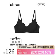 ubras虞書(shū)欣同款鉆石紗夾心軟支撐花瓣杯文胸內(nèi)衣女胸罩 背心-黑色 M