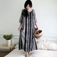 綺岑棉綢連衣裙女外穿夏季新款睡裙夏天冰絲高級(jí)感家居服綿綢寬松大碼 XF國(guó)風(fēng)裙-回歸線 均碼 （適合150斤內(nèi)）b