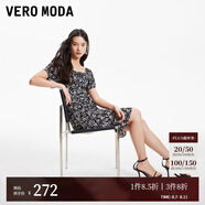 VEROMODA連衣裙2024早春新款雪紡玫瑰印花直筒泡泡短袖方領(lǐng)優(yōu)雅氣質(zhì)通勤 E39森林灰色 165/84A/M