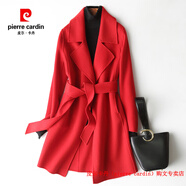 皮爾卡丹（pierre cardin）品牌高檔小個(gè)子雙面呢羊毛大衣女2025秋冬季中長(cháng)款小香風(fēng)毛呢外套 大紅- XS 80-90斤