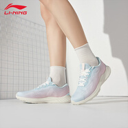 李寧（LI-NING）輕逸休閑慢跑鞋女子新款舒適透氣百搭時(shí)尚運(yùn)動(dòng)鞋跑步鞋 盈粉色/淺晴藍(lán)-3 37