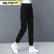 夏典素訂女王（SE.PSTP）工裝褲女春秋款女裝新款褲子女寬松百搭潮流休閑褲女原宿風(fēng)哈倫褲 黑色 S 80斤內
