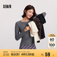 森馬（Semir）長(zhǎng)袖T恤女吸濕發(fā)熱抗菌緊身內(nèi)搭2024圓領(lǐng)抓絨套頭衫109724101007