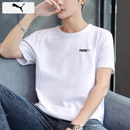 彪馬（PUMA）t恤男 25夏季新款運(yùn)動(dòng)服舒適柔軟純棉T恤休閑寬松大碼圓領(lǐng)短袖男 簡(jiǎn)約白/100%純棉 M 175【推薦體重120-140斤】