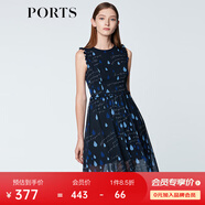 PORTS寶姿商場(chǎng)同款 新品女裝甜美木耳邊裝飾無(wú)袖連衣裙SN8D027HPP022 丈青 S (4)