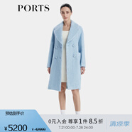 PORTS寶姿女裝秋冬新款時(shí)尚夢(mèng)幻藍(lán)馬海毛雙排扣大衣 夢(mèng)幻藍(lán) 0