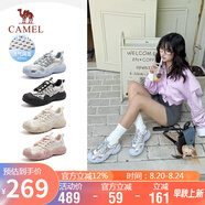 駱駝（CAMEL）登山鞋女2.0機(jī)甲版戶外丑萌鞋 L25M202007W 米/銀/藍(lán)(透網(wǎng)) 36