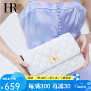 HR赫蓮娜女包單肩斜跨包小香風(fēng)頭層牛皮菱格鏈條包高級(jí)感生日禮物 白色【大號(hào)】