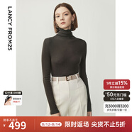 朗姿【王楚然同款】純羊毛高領(lǐng)針織衫春冬內(nèi)搭打底上衣曠野美拉德 深橄欖綠色2 S