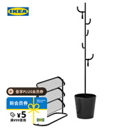宜家（IKEA）ALGANAS艾佳奈斯衣帽架鞋架臥室落地立式掛衣架衣服架 黑色2件套門廳家具