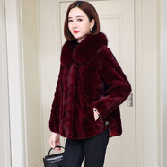 SOEM進(jìn)口水貂毛大衣女2025新冬小個(gè)子百搭顯瘦狐貍毛領(lǐng)拼貂皮草外套女 紅色（手腕沒(méi)毛領(lǐng)） M 90-105斤