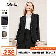 百圖betu女裝春季新款西裝氣質(zhì)小西服外套學(xué)院風(fēng)通勤西服2401T37 黑色 M