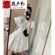 喆煒rojita斗篷連衣裙甜美減齡氣質(zhì)田園風(fēng)設(shè)計感蕾絲短袖連衣裙夏季高 5510連衣裙優(yōu)質(zhì)版 S