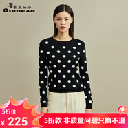 哥弟真的好（GIRDEAR）女裝圓領(lǐng)提花波點羊毛針織衫毛衣女A300659 黑 S (2碼)