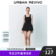 UR2025春季新款女裝時尚設計感拼接修身U型領連衣裙UYY750032 黑色 (偏短) XS