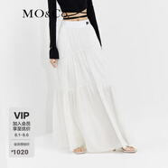 MO&Co.【涼感】松緊高腰長款塔裙半身裙白色黑色設(shè)計感裙子摩安珂 本白色-第2批 S 160