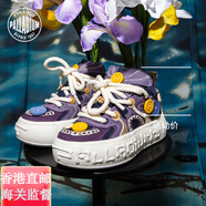 帕拉?。≒ALLADIUM）男女情侶款帆布板鞋紐扣子鞋79021官方旗艦正品 紫色 偏小，建議拍大半碼一碼 36