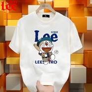 Lee dprre夏季新款T恤短袖卡通商場(chǎng)奧萊同款重磅純棉短袖T男女情侶裝上衣潮 白色-機器貓 【重磅純棉230克】 M 110-125斤左右
