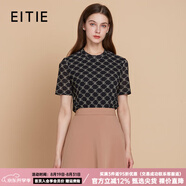 愛(ài)特愛(ài)（EITIE）復(fù)古印花黑色網(wǎng)紗短袖T恤圓領(lǐng)修身上衣2025春季新款女裝7702401 極簡(jiǎn)黑20 L 165