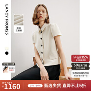 朗姿三醋酸法式復古小香風(fēng)短袖外套女士春季新款高級感短外套 米白色 XL