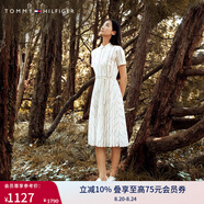TOMMY HILFIGER【條紋POLO裙】春夏女裝氣質(zhì)拼色豎條紋收腰顯瘦連衣裙43430 白色條紋01S L