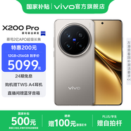 vivo X200 Pro 藍晶x天璣9400芯片蔡司2億APO超級長(cháng)焦 藍圖影像芯片V3+  OriginOS5 AI 手機 鈦色 12GB+256GB 官方標配