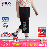 FILA【涼感科技】斐樂(lè)兒童褲子2024夏季新款中大童男童針織七分褲 傳奇藍(lán)-NV 170