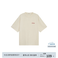 BODYDREAM心形B標(biāo)印花短袖男夏季休閑寬松情侶T恤純棉重磅半袖潮送男友 杏色 M