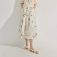 茵曼（INMAN）甜美植物碎花背心連衣裙女2025夏季新款寬松公主風無袖長裙 杏色-半身裙 S