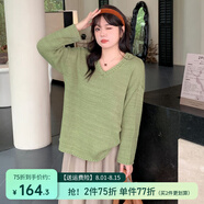 惟友大碼毛衣女胖妹妹冬裝大碼女裝胖mm麻花辮隨性慵懶毛衫 抹茶綠 3XL 【尺碼偏大】 建議190-220斤
