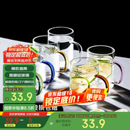 唯銘諾玻璃喝水杯耐熱茶杯子套裝家用帶把透明高硼硅玻璃杯 6只裝300ML