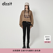 DZZIT地素加絨牛仔高腰打底褲秋冬黑色小腳褲設計女 黑色（批次一） 常規 XS