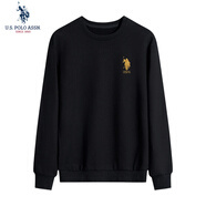 U.S. POLO ASSN.衛(wèi)衣男春秋季新款圓領(lǐng)運(yùn)動休閑服外套保羅男士t恤上衣服黑3XL