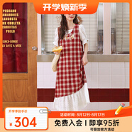 B.Duck小黃鴨短袖連衣裙女中長(cháng)款2025夏季新款紅色格紋拼接連身裙 紅色 S
