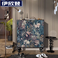 伊欣登法式奶油可愛入戶鞋柜客廳進(jìn)門收納裝飾立柜陽臺玄關(guān)靠墻儲物柜子 復(fù)古花卉 長90*高110*厚40  黑色