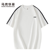 馬克華菲（FAIRWHALE）短袖T恤圓領(lǐng)男裝2025夏季新款寬松親膚透氣純棉半袖體恤 白色 M