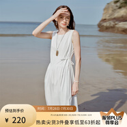 范思藍恩【徐若晗同款】腰精裙設計感無袖連衣裙女夏綁帶A字長裙 白色 XS