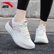 anta kids安踏女鞋跑步鞋2025新款春季透氣網(wǎng)面減震跑鞋官女款運(yùn)動(dòng) 5512-1象牙白/香芋紫 35.5