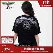 BOY LONDON【暗黑羅盤】夏情侶款短袖權杖印花炸街潮牌T恤N01906 黑印銀N01906 經(jīng)典升級款 M