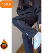 棉致美式防水機車(chē)沖鋒褲女春秋季新款登山工裝褲子休閑褲子 黑色【K347加絨高品質(zhì)】 M 90-115斤