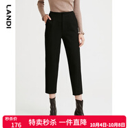 藍地（LANDI）秋季新款黑色高腰休閑褲女小個(gè)子通勤直筒褲長(cháng)褲 黑色 M