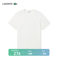 LACOSTE法國鱷魚情侶款純色休閑簡(jiǎn)約百搭日常圓領(lǐng)短袖T恤|TH0546 70V/米白色 L 4 /175