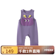 papa爬爬【糯米棉】春新款男女寶寶背帶褲童裝褲子外出長(cháng)褲柔軟可愛(ài) 紫色 款2 66 cm
