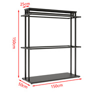 掛面料吊卡展示架落地中島布板貨架雙面雙層服裝布藝小樣品陳列架 黑色中島架150cm